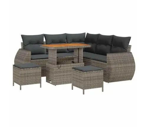 Sodo Sofų Rinkinys Su Pagalve 8 Pcs Pilka Poliratanas