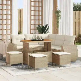 Dārza Dīvānu Komplekts 9 Pcs Bēša Un Krēmkrāsa 110 X 55 X 71 Cm Vidaxl