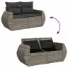 Sodo Sofų Rinkinys Su Pagalve 9 Pcs Pilka Poliratanas