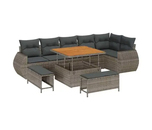 Dārza Dīvānu Komplekts 9 Pcs Pelēka 100 X 100 X 71 Cm Vidaxl