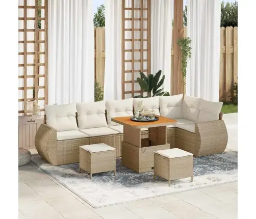 Dārza Dīvānu Komplekts 9 Pcs Bēša Un Krēmkrāsa 80 X 80 X 71 Cm Vidaxl
