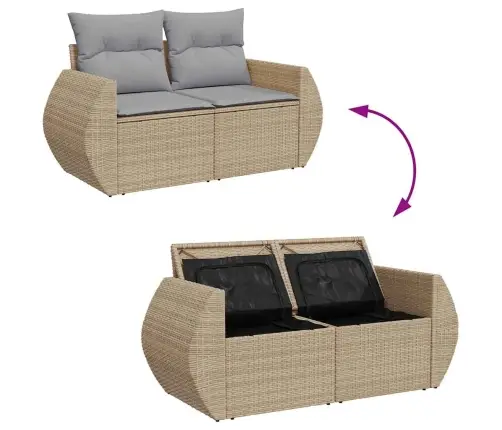 Sodo Sofų Rinkinys 9 Pcs Smėlio Ir Šviesiai Pilkos Spalvos