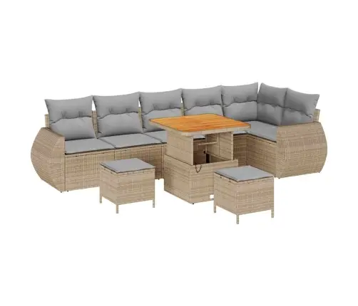 Sodo Sofų Rinkinys 9 Pcs Smėlio Ir Šviesiai Pilkos Spalvos