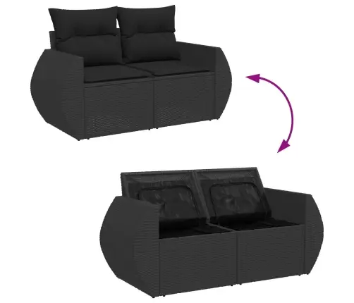 Dārza Dīvānu Komplekts Ar Spilvenu 9 Pcs Melna Polirāts Vidaxl