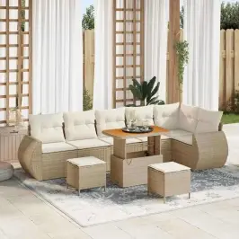 Dārza Dīvānu Komplekts 9 Pcs Bēša Un Krēmkrāsa 90 X 55 X 71 Cm Vidaxl