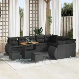 Dārza Dīvānu Komplekts Ar Spilvenu 12 Pcs Melna 90 X 55 X 71 Cm Vidaxl