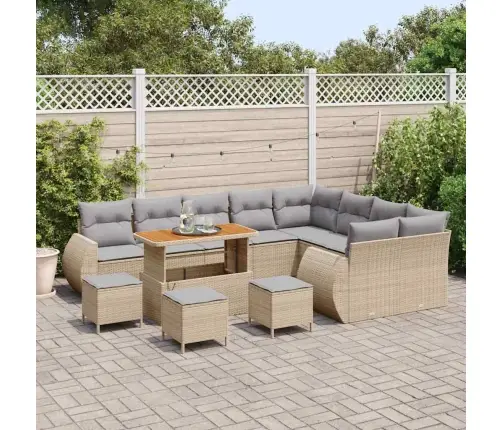 Aia Diivanikomplekt 13 Pcs Beež Ja Heledhall Polü Rattan