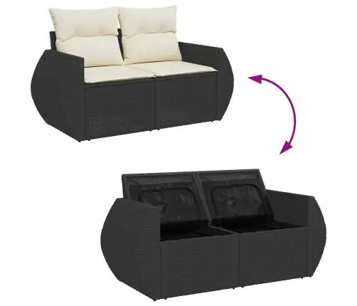 Sodo Sofų Rinkinys Su Pagalve 13 Pcs Juoda Ir Kreminė