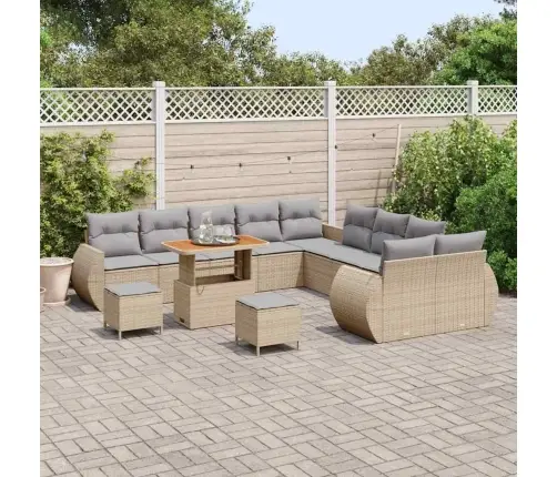 Sodo Sofų Rinkinys 13 Pcs Smėlio Ir Šviesiai Pilkos Spalvos
