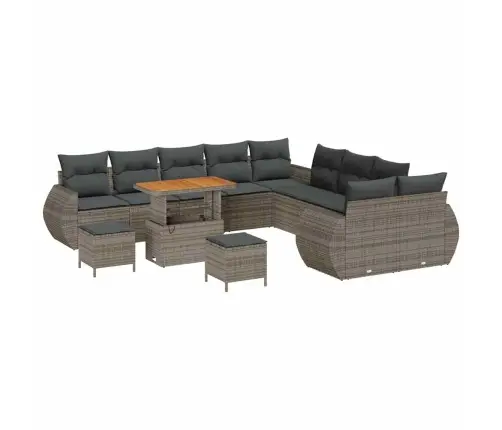 Sodo Sofų Rinkinys Su Pagalve Su Saugykla 13 Pcs Pilka