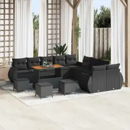 Dārza Dīvānu Komplekts 14 Pcs Melna 110 X 55 X 71 Cm Vidaxl