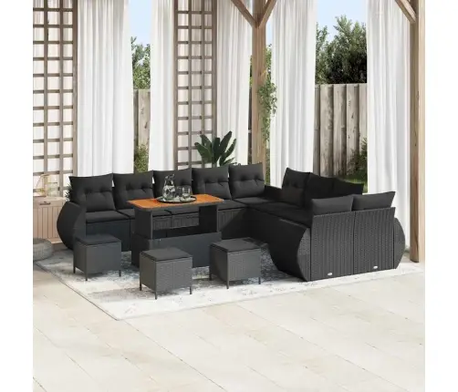 Dārza Dīvānu Komplekts 14 Pcs Melna 110 X 55 X 71 Cm Vidaxl
