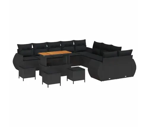 Dārza Dīvānu Komplekts 14 Pcs Melna 110 X 55 X 71 Cm Vidaxl