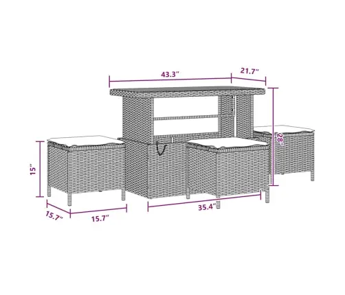 Dārza Dīvānu Komplekts 14 Pcs Melna 110 X 55 X 71 Cm Vidaxl