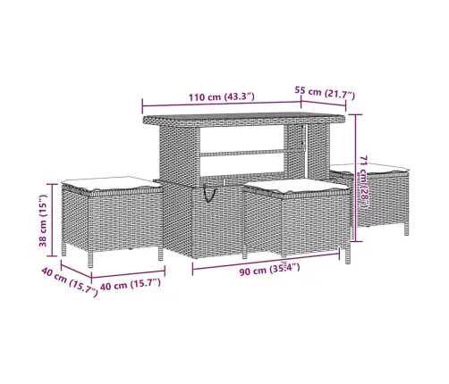 Dārza Dīvānu Komplekts 14 Pcs Pelēka 110 X 55 X 71 Cm Vidaxl
