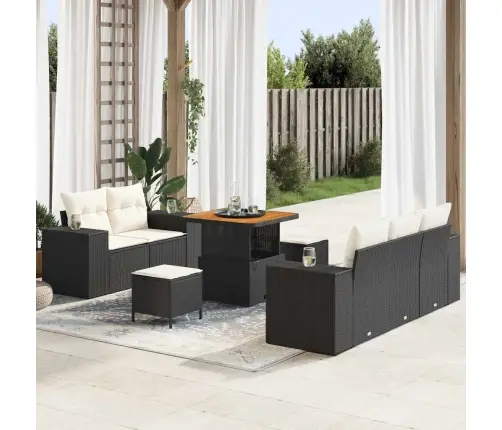 Aia Diivanikomplekt Padjaga 8 Pcs Must Ja Kreem Polü Rattan