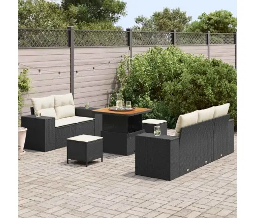 Aia Diivanikomplekt Padjaga 8 Pcs Must Ja Kreem Polü Rattan