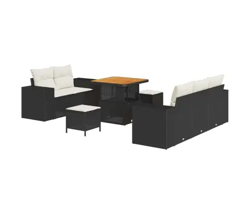 Aia Diivanikomplekt Padjaga 8 Pcs Must Ja Kreem Polü Rattan