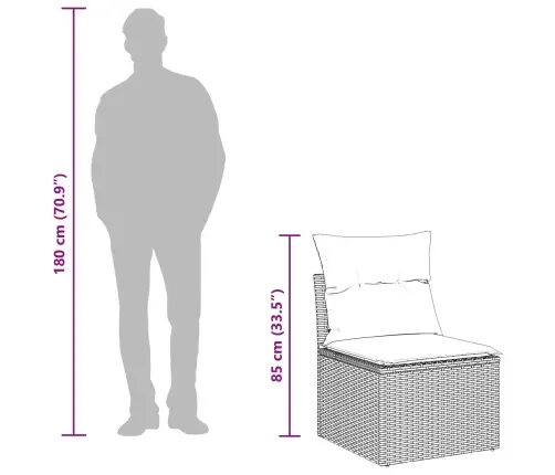 Aia Diivanikomplekt Padjaga Padjaga 8 Pcs Must Polü Rattan