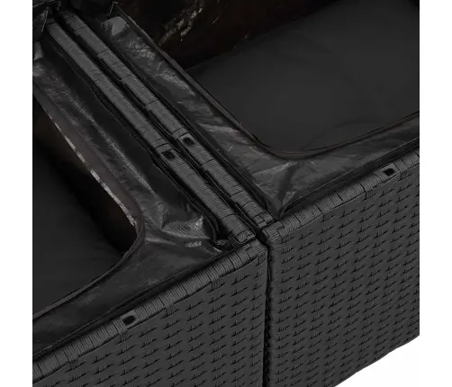 Sodo Sofų Rinkinys Su Pagalve 9 Pcs Juoda Poli Ratanas