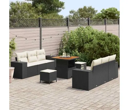 Dārza Dīvānu Komplekts Ar Spilvenu 9 Pcs Melna Un Krēmkrāsas Vidaxl