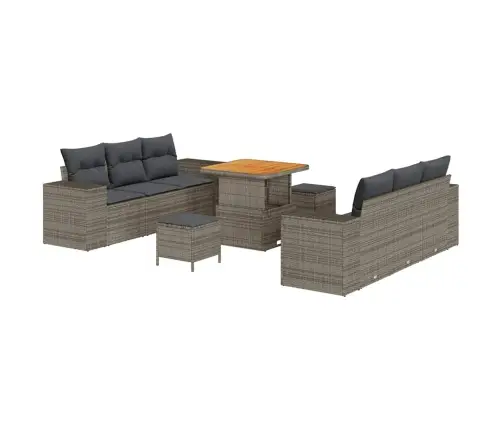 Dārza Dīvānu Komplekts Ar Spilvenu 9 Pcs Pelēka Polirāts Vidaxl