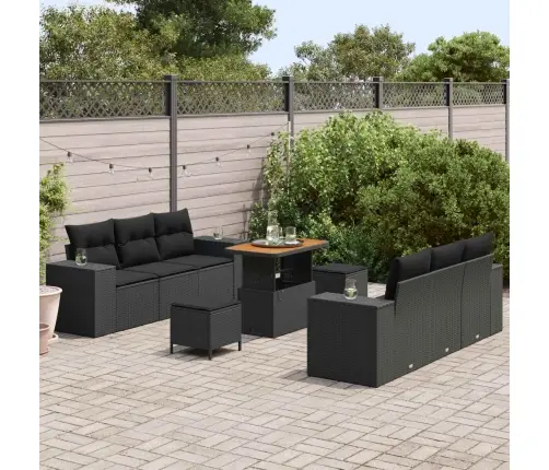 Dārza Dīvānu Komplekts Ar Spilvenu 9 Pcs Melna 90 X 55 X 71 Cm Vidaxl