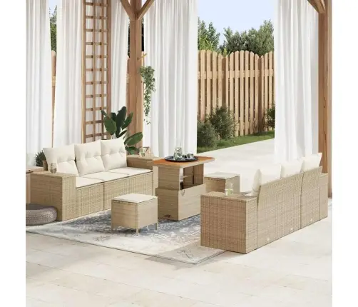 Dārza Dīvānu Komplekts 9 Pcs Bēša Un Krēmkrāsa 90 X 55 X 71 Cm Vidaxl