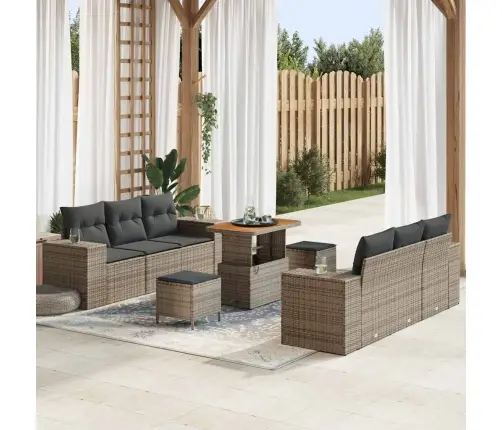 Dārza Dīvānu Komplekts Ar Spilvenu 9 Pcs Pelēka 90 X 55 X 71 Cm Vidaxl