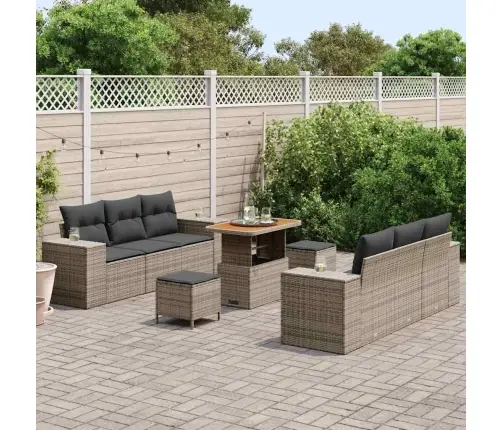 Dārza Dīvānu Komplekts Ar Spilvenu 9 Pcs Pelēka 90 X 55 X 71 Cm Vidaxl