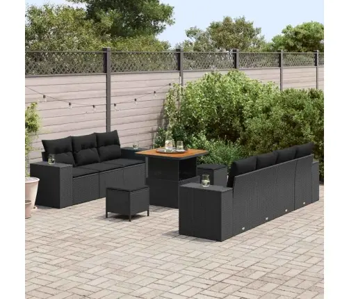 Dārza Dīvānu Komplekts Ar Spilvenu 10 Pcs Melna 80 X 80 X 71 Cm Vidaxl