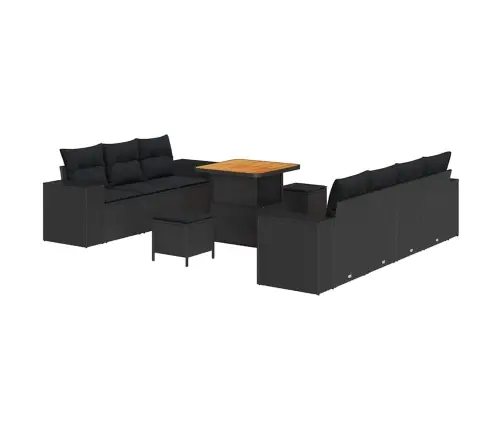 Dārza Dīvānu Komplekts Ar Spilvenu 10 Pcs Melna 80 X 80 X 71 Cm Vidaxl