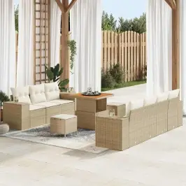 Dārza Dīvānu Komplekts 10 Pcs Bēšs Un Krēms 80 X 80 X 71 Cm Vidaxl