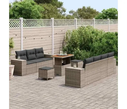 Dārza Dīvānu Komplekts 10 Pcs Pelēka 90 X 55 X 71 Cm Vidaxl