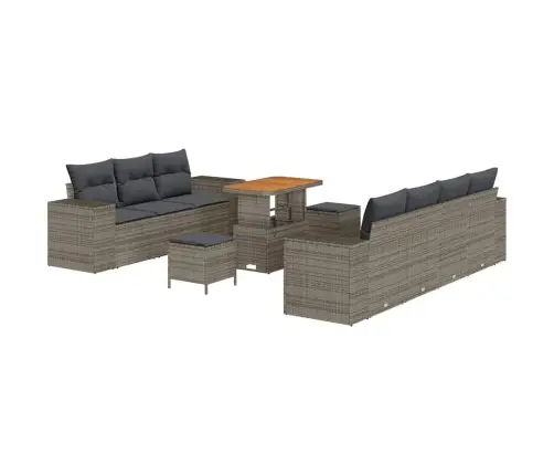 Dārza Dīvānu Komplekts 10 Pcs Pelēka 90 X 55 X 71 Cm Vidaxl