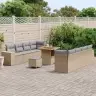 Sodo Sofų Rinkinys Su Pagalve 11 Pcs Bežinė Ir Šviesiai Pilka