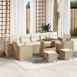 Dārza Dīvānu Komplekts 10 Pcs Bēšs Un Krēms 90 X 55 X 71 Cm Vidaxl