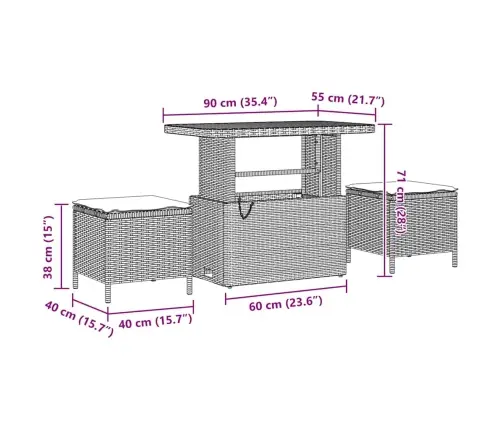 Dārza Dīvānu Komplekts 10 Pcs Bēšs Un Krēms 90 X 55 X 71 Cm Vidaxl
