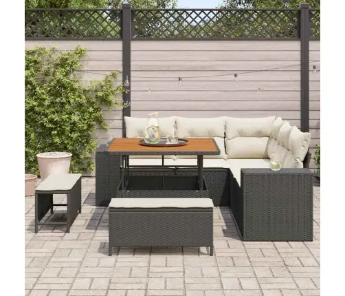 Dārza Dīvānu Komplekts Ar Spilvenu 8 Pcs Melns Un Krēmkrāsa Vidaxl