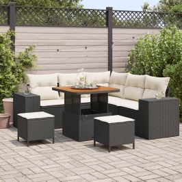 Dārza Dīvānu Komplekts 8 Pcs Melns Un Krēmkrāsa 80 X 80 X 71 Cm Vidaxl