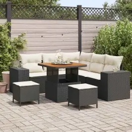 Dārza Dīvānu Komplekts 8 Pcs Melns Un Krēmkrāsa 80 X 80 X 71 Cm Vidaxl