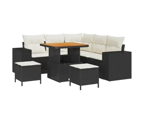 Dārza Dīvānu Komplekts 8 Pcs Melns Un Krēmkrāsa 80 X 80 X 71 Cm Vidaxl