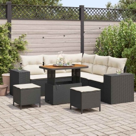 Dārza Dīvānu Komplekts 8 Pcs Melns Un Krēmkrāsa 90 X 55 X 71 Cm Vidaxl