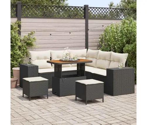 Dārza Dīvānu Komplekts 8 Pcs Melns Un Krēmkrāsa 90 X 55 X 71 Cm Vidaxl