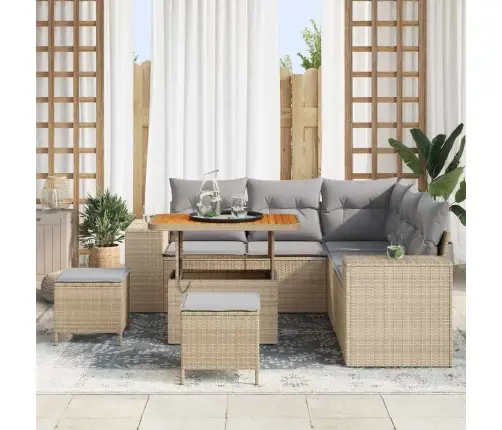 Sodo Sofų Rinkinys Su Pagalve 8 Pcs Bežinė Ir Šviesiai Pilka