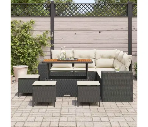 Sodo Sofų Rinkinys 9 Pcs Juoda Ir Kreminė 110 X 55 X 71 Cm