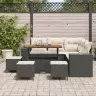 Sodo Sofų Rinkinys 9 Pcs Juoda Ir Kreminė 110 X 55 X 71 Cm