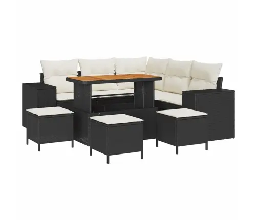 Sodo Sofų Rinkinys 9 Pcs Juoda Ir Kreminė 110 X 55 X 71 Cm