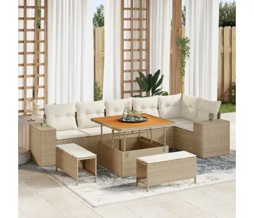 Dārza Dīvānu Komplekts 9 Pcs Bēšs Un Krēms 100 X 100 X 71 Cm Vidaxl