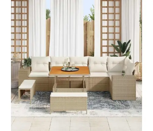 Dārza Dīvānu Komplekts 9 Pcs Bēšs Un Krēms 100 X 100 X 71 Cm Vidaxl